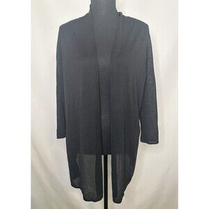 J. Jill Wearever Collection Sheer Cardigan Wm's Size XL Petite Black Long Sleeve